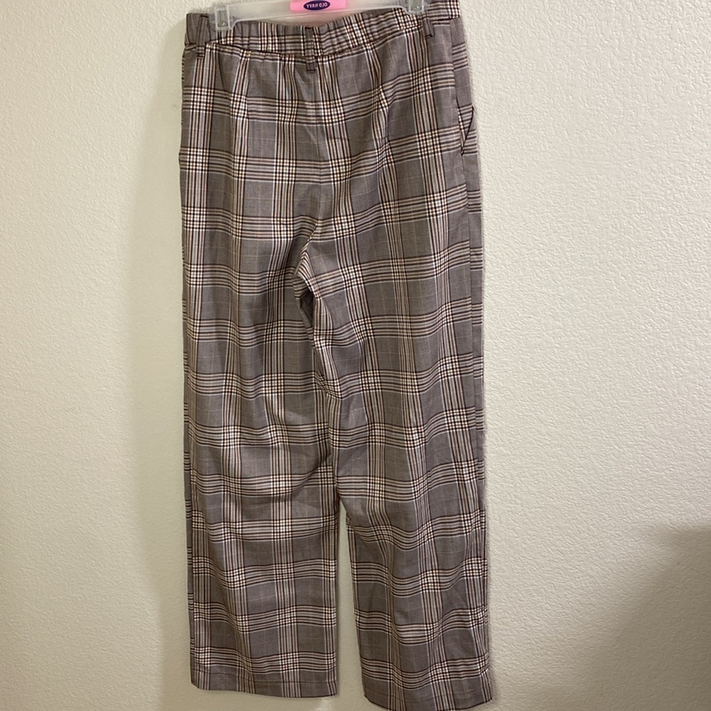 H&M Plaid Wide Leg Pants - Gray and Brown - Picture 3 of 4